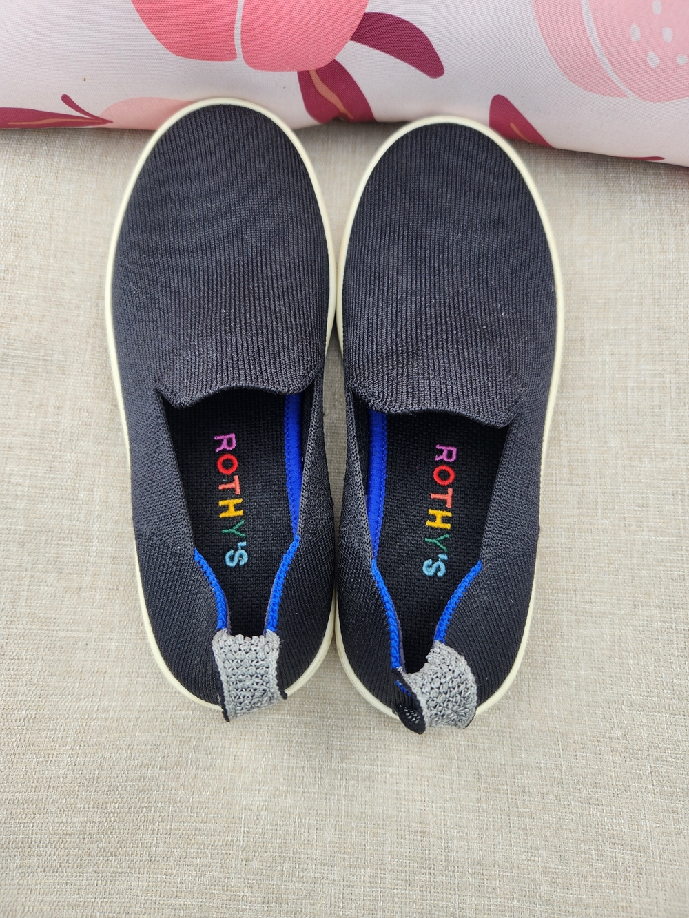 Rothy's Kid's Black Slip-On Sneakers EUC SIZE 1